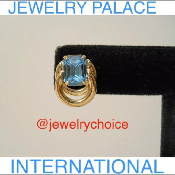 14K Gold Filled Stunning Light Blue Cubic Zirconia Post Earrings - Picture 2 of 11